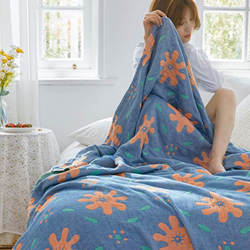 Trapunta reversibile traspirante in cotone con fiori carini
