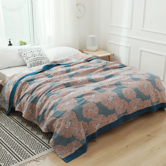 Trapunta reversibile leggera in cotone Peony