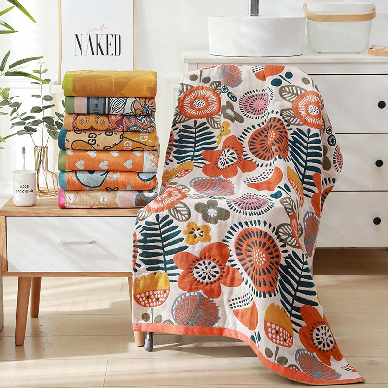 Asciugamano da bagno reversibile colorato con stampa floreale Ownkoti