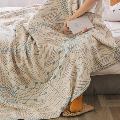 Asciugamano reversibile per divano, trapunta in cotone a righe Boho Ownkoti