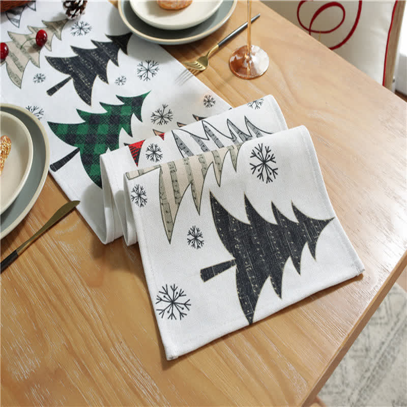 Runner da tavolo decorativo con albero di Natale e fiocco di neve