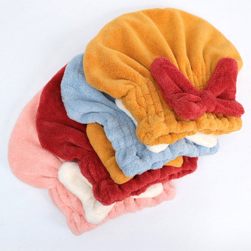 Cappello per asciugare i capelli con elastico a fiocco