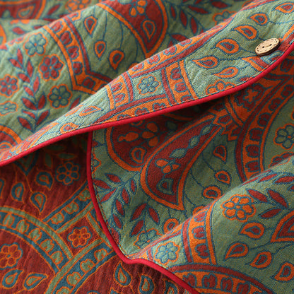 Completo da casa vintage in jacquard con scollo rotondo