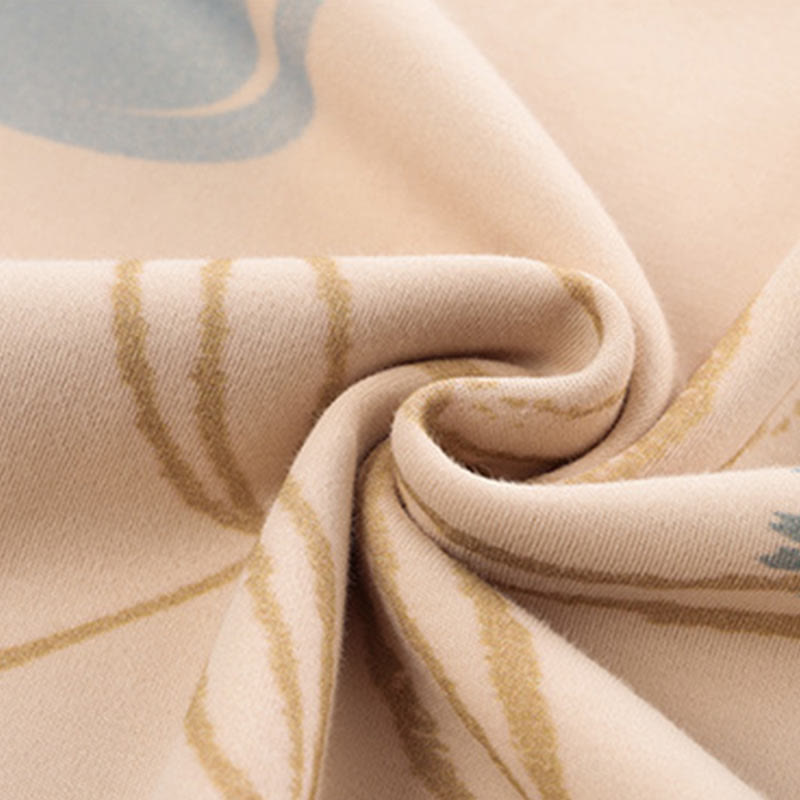 Completo da casa in cotone con stampa di fiori e foglie