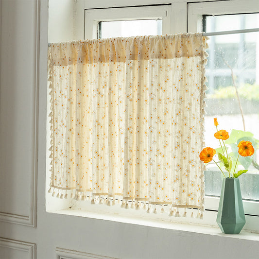 Tenda a strati con motivo a margherite beige