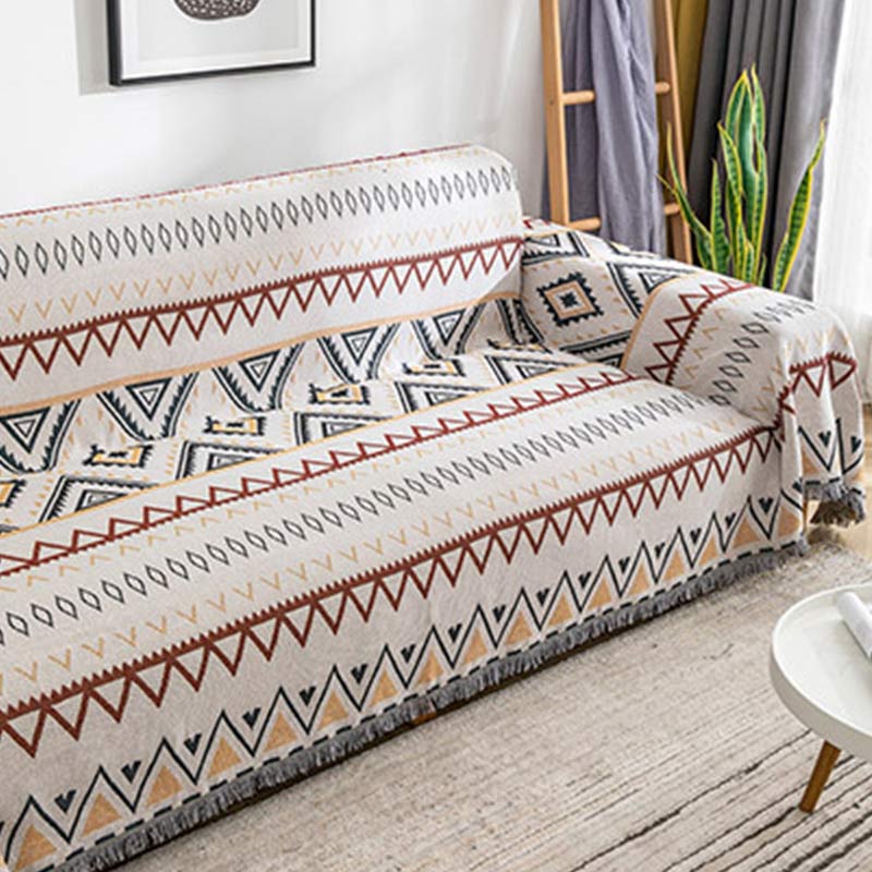 Copridivano reversibile con coperta geometrica indiana Ownkoti