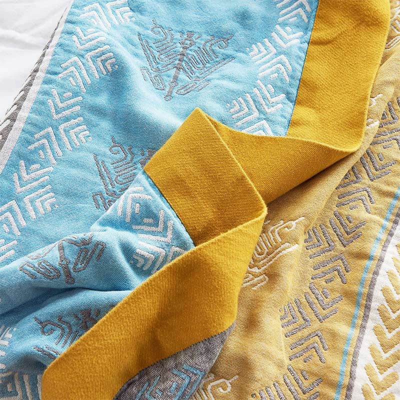 Coperta reversibile in cotone Ownkoti con stampa spiga di grano