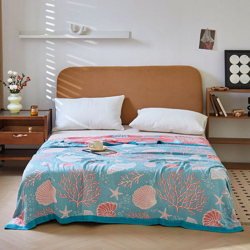 Trapunta reversibile traspirante con piante marine di corallo