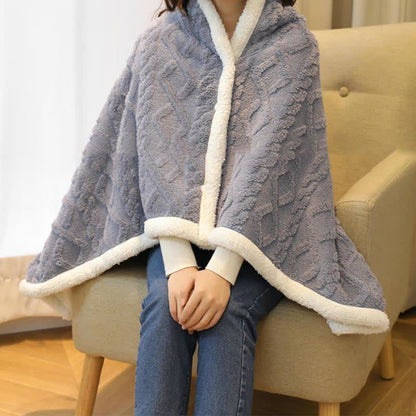 Coperta scialle in pile caldo con motivo a rombi