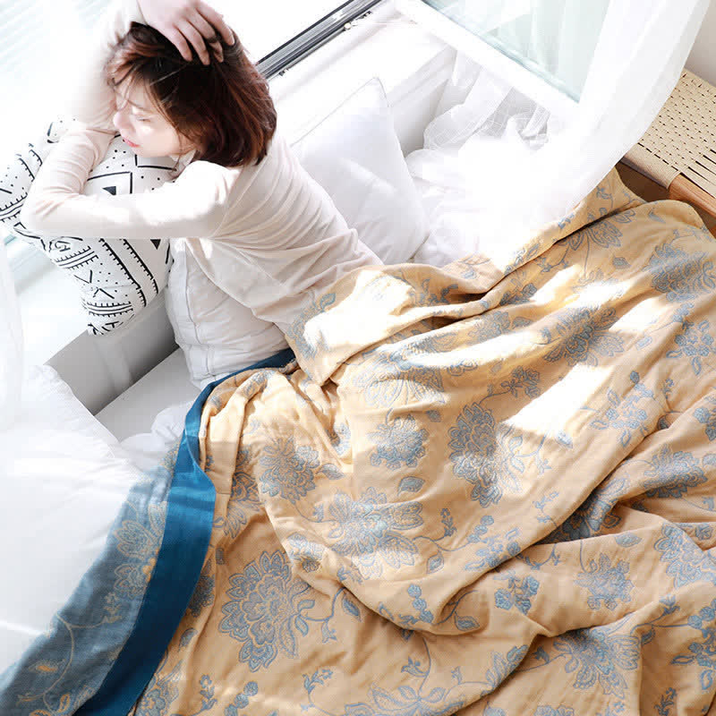 Coperta per divano in cotone con stampa floreale leggera Ownkoti
