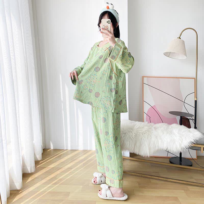 Completo da casa in garza di cotone Tree Plus Size