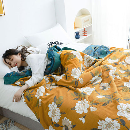 Trapunta reversibile in cotone con fiori gialli Boho di Ownkoti