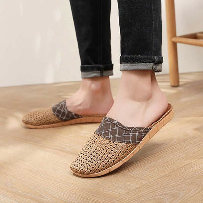 Moderne pantofole in lino antiscivolo traforate