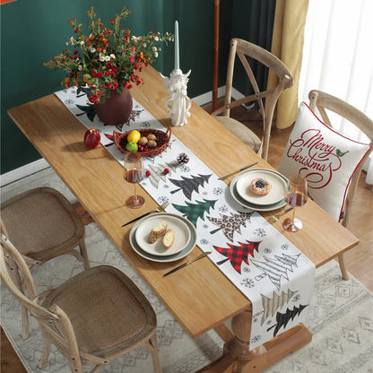 Runner da tavolo decorativo con albero di Natale e fiocco di neve