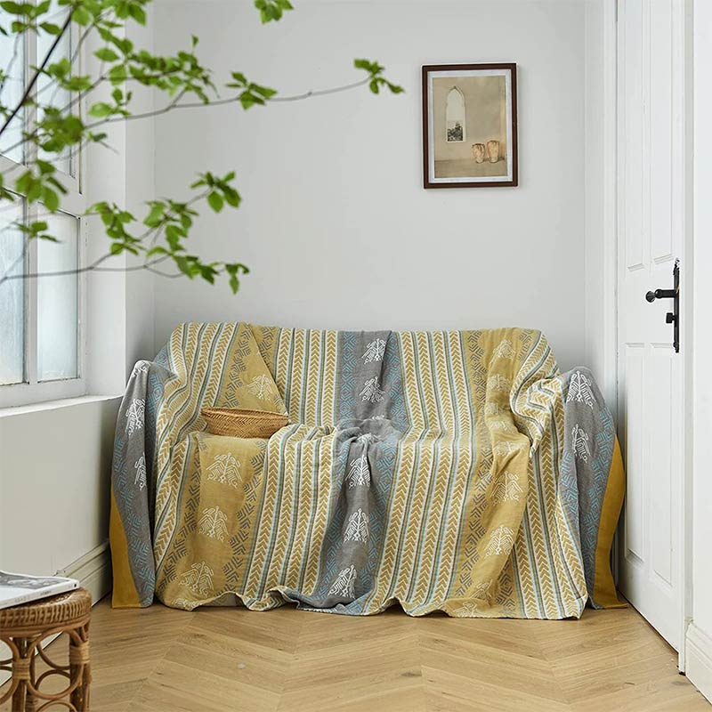 Coperta reversibile in cotone Ownkoti con stampa spiga di grano