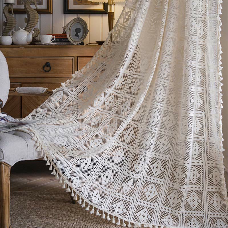 Tenda decorativa traforata a quadri romboidali Ownkoti
