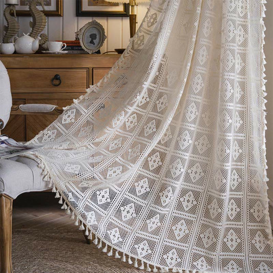 Tenda decorativa traforata a quadri romboidali Ownkoti