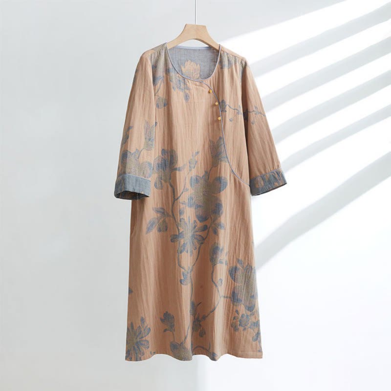 Camicia da notte corta in cotone jacquard Magnolia