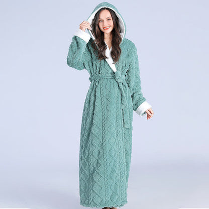 Accappatoio lungo con cappuccio in jacquard Ownkoti e cintura