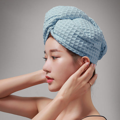 Asciugamano per capelli con bottone a nido d'ape