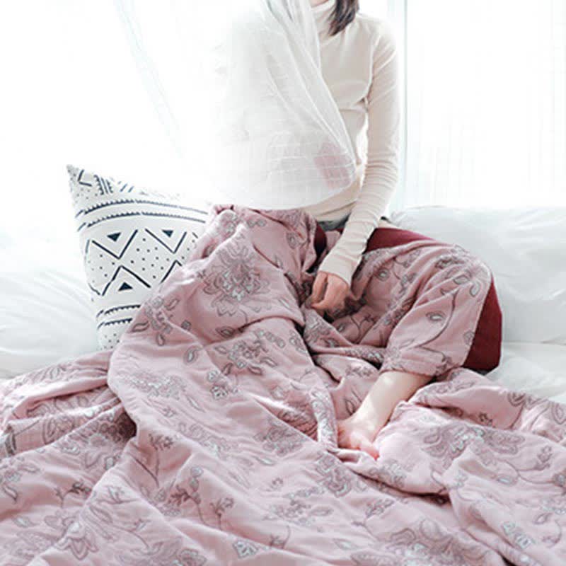 Coperta per divano in cotone con stampa floreale leggera Ownkoti