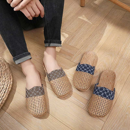 Moderne pantofole in lino antiscivolo traforate