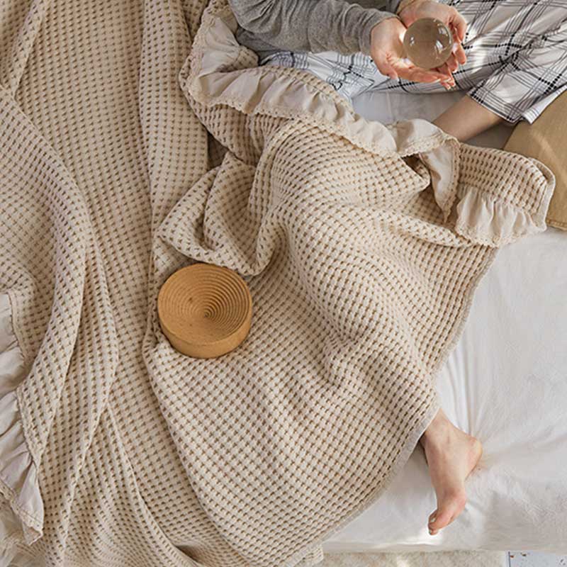 Coperta per divano Ownkoti Waffle Weave, comoda trapunta