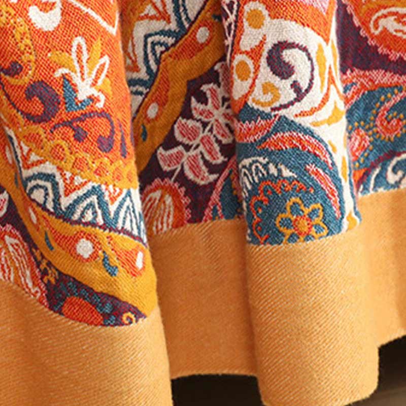 Coperta reversibile per divano in cotone arancione Boho
