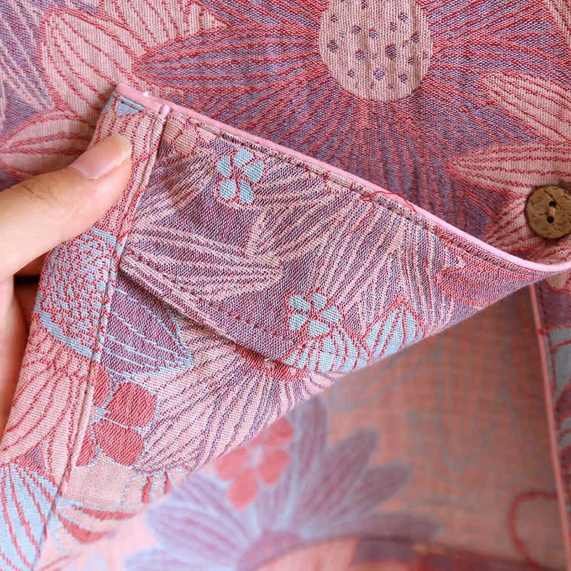Completo da casa in garza di cotone jacquard girasole