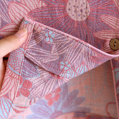 Completo da casa in garza di cotone jacquard girasole