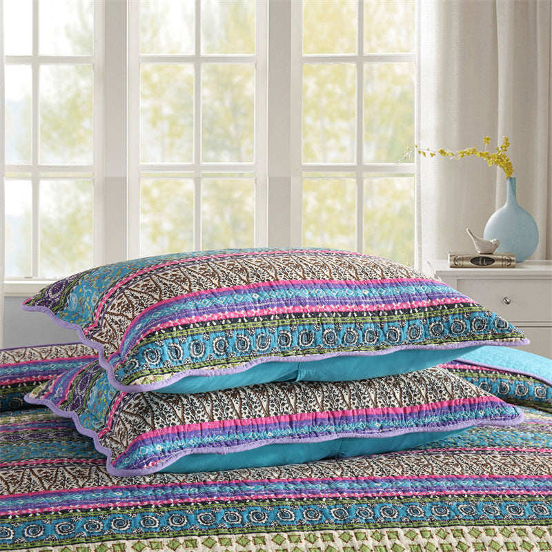 Trapunta in stile jacquard a righe con federa