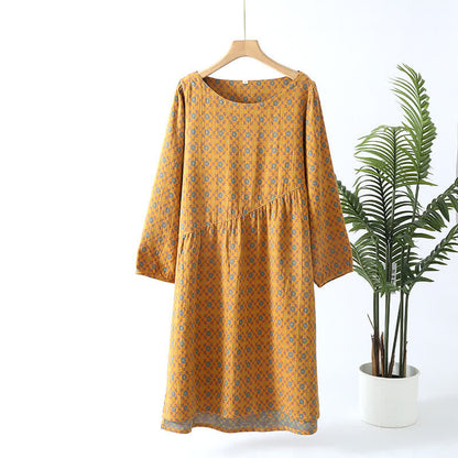 Camicia da notte in morbido cotone con scollo rotondo floreale
