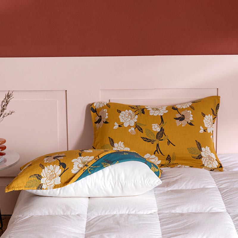 Cuscino in garza di cotone con fiori gialli (2 pezzi)
