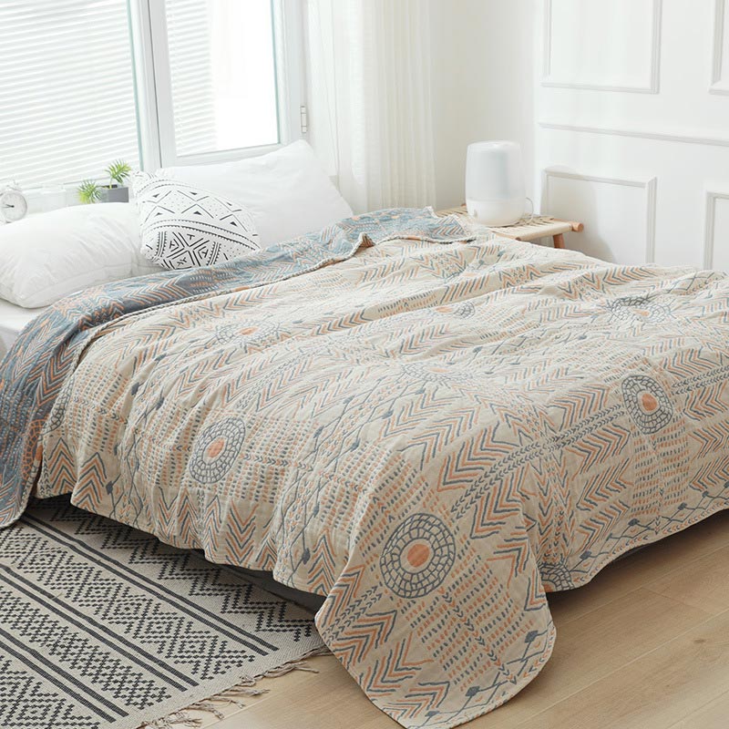 Asciugamano reversibile per divano, trapunta in cotone a righe Boho Ownkoti