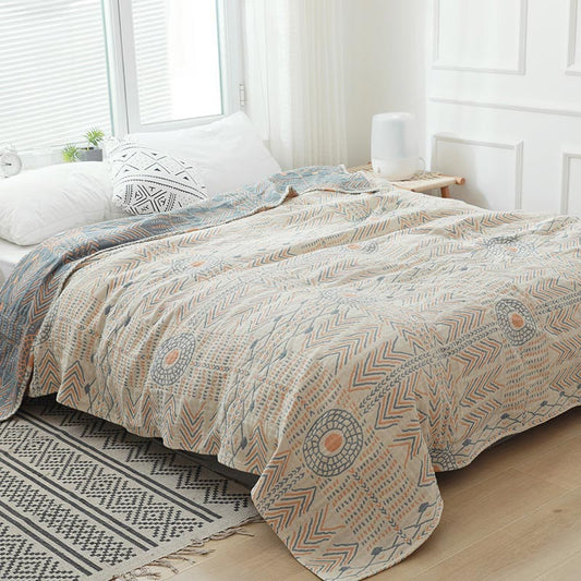 Asciugamano reversibile per divano, trapunta in cotone a righe Boho Ownkoti