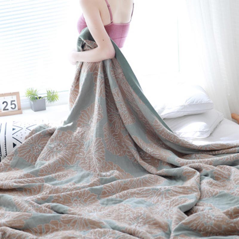 Trapunta reversibile leggera in cotone Peony