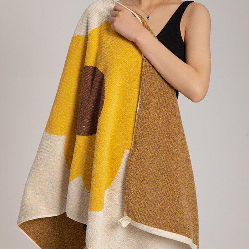 Asciugamano traspirante in cotone colorblock con motivo floreale