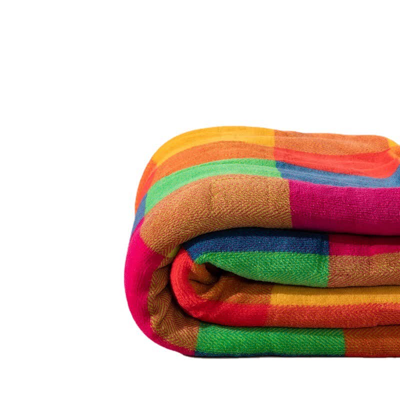 Coperta spessa con motivo a quadri colorati Ownkoti