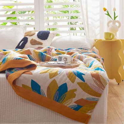 Trapunta reversibile in cotone con stampa a fiori gialli Ownkoti