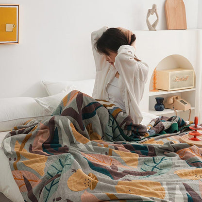 Trapunta leggera in cotone con motivo reversibile e frutta