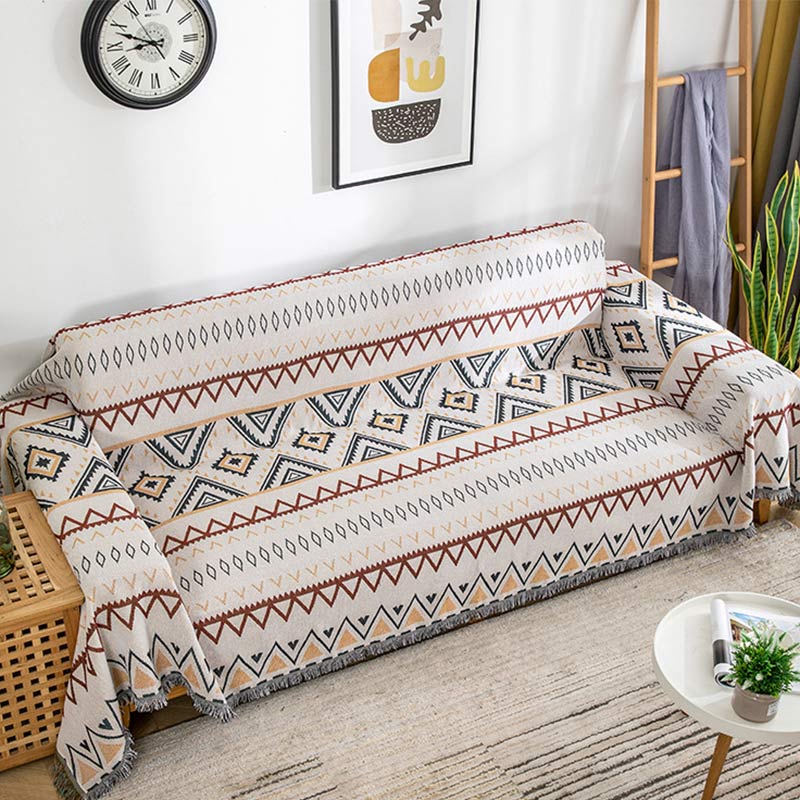 Copridivano reversibile con coperta geometrica indiana Ownkoti