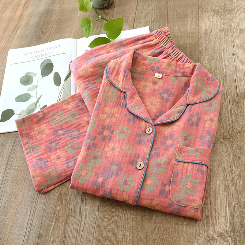 Pigiama a maniche lunghe in garza di cotone - Rosa - 2XL - image 11
