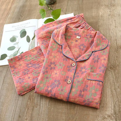 Pigiama a maniche lunghe in garza di cotone - Rosa - 2XL - image 11