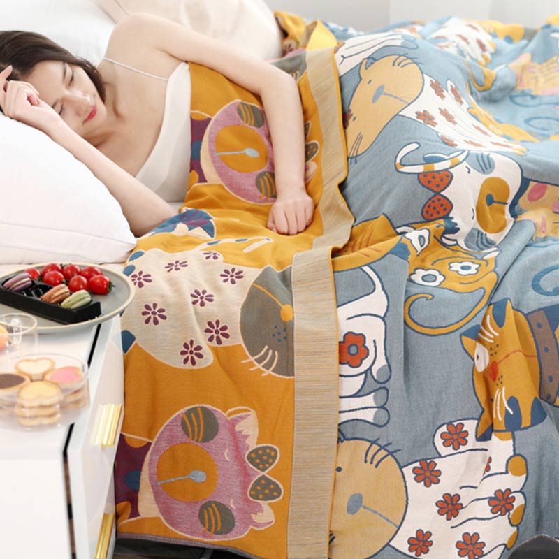 Trapunta reversibile in cotone con simpatici animali dei cartoni animati Ownkoti