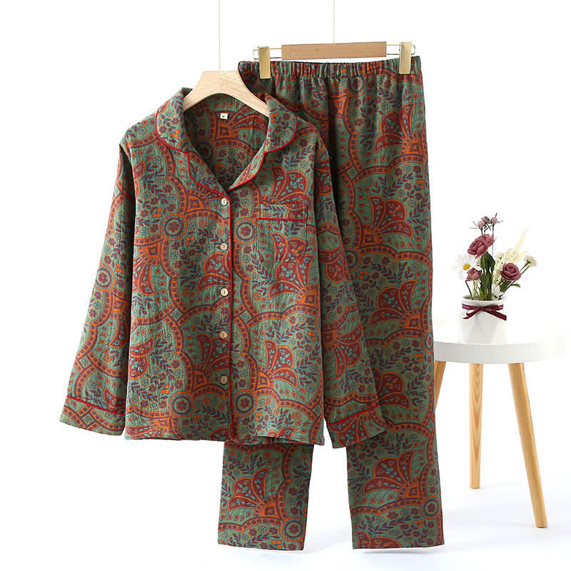 Completo da casa in cotone comodo in stile folk
