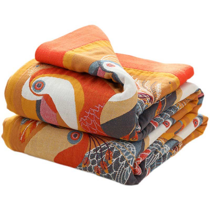 Trapunta reversibile in cotone morbido con motivo tucano