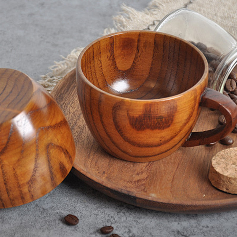 Tazza da tè in legno naturale Ownkoti con manico (2 pezzi)