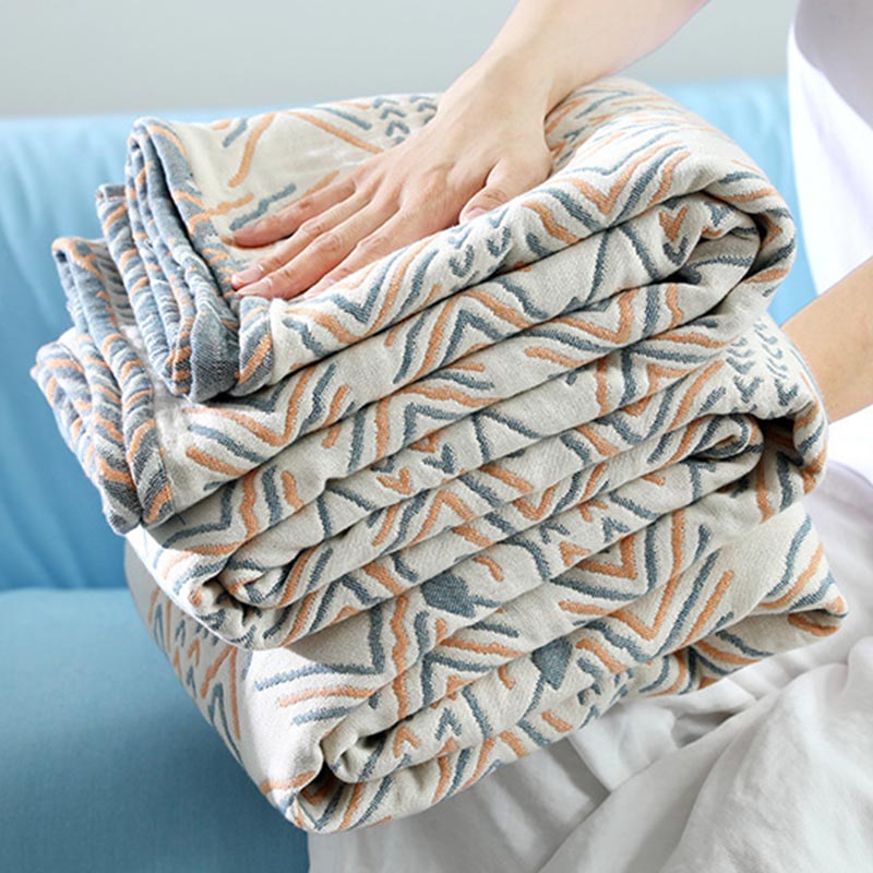 Asciugamano reversibile per divano, trapunta in cotone a righe Boho Ownkoti
