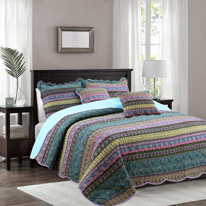 Trapunta in stile jacquard a righe con federa