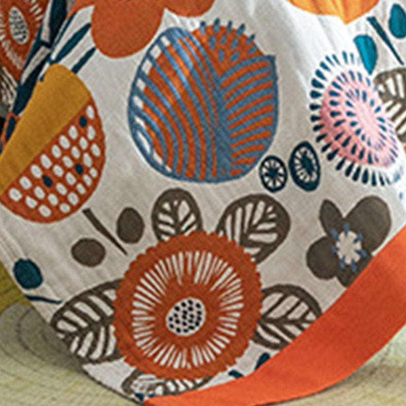Trapunta in cotone con motivo floreale arancione Ownkoti